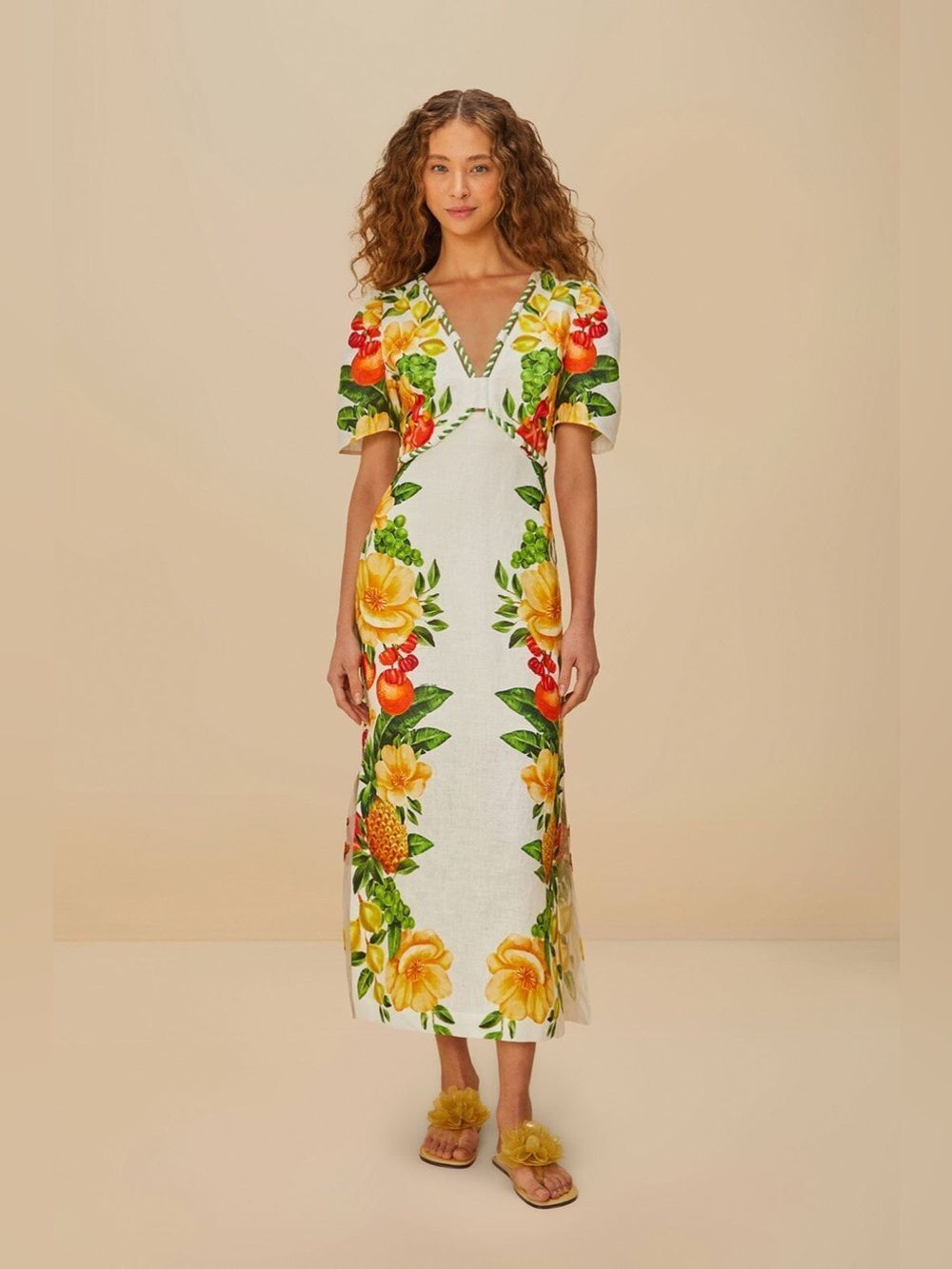 New Farm Rio Off-White Picnic Flowers Maxi Dress Size M